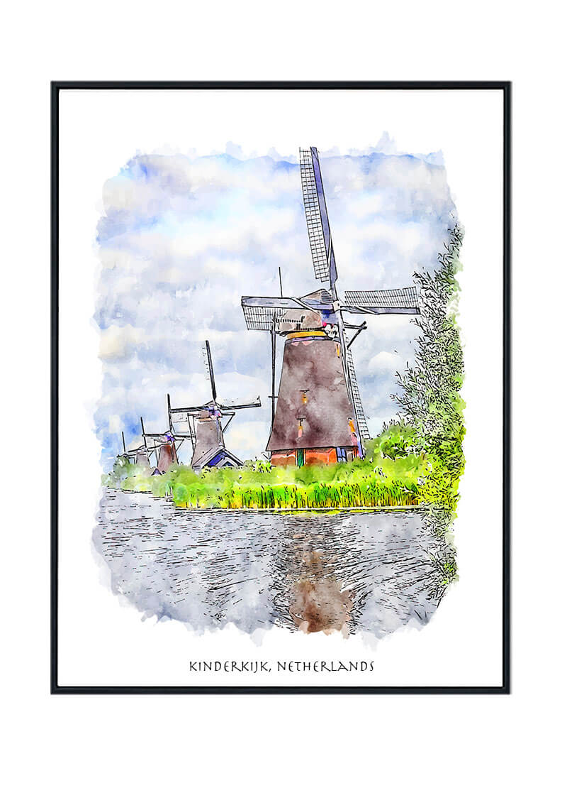 Kinderdijk Poster, Netherlands