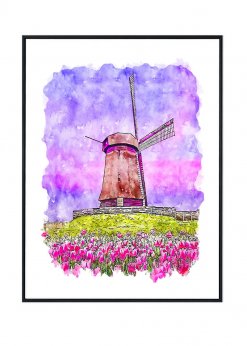 Windmill Poster, Netherlands